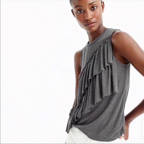 J. Crew Tops - J. Crew Green Waterfall Ruffle Tank